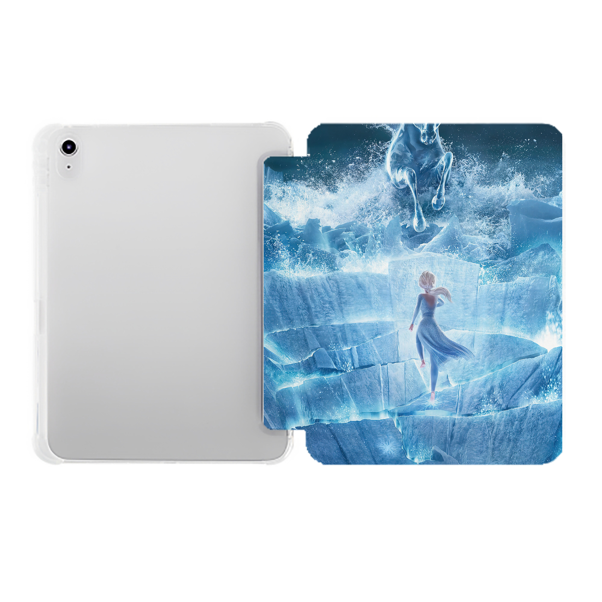 （画像用） アナと雪の女王 アンナ エルサ Frozen Anna Elsa IPad ケース ペン収納付き 三つ折りスタンド PUレザー×シリコン 対応機種9.5/10.5/10.9インチ